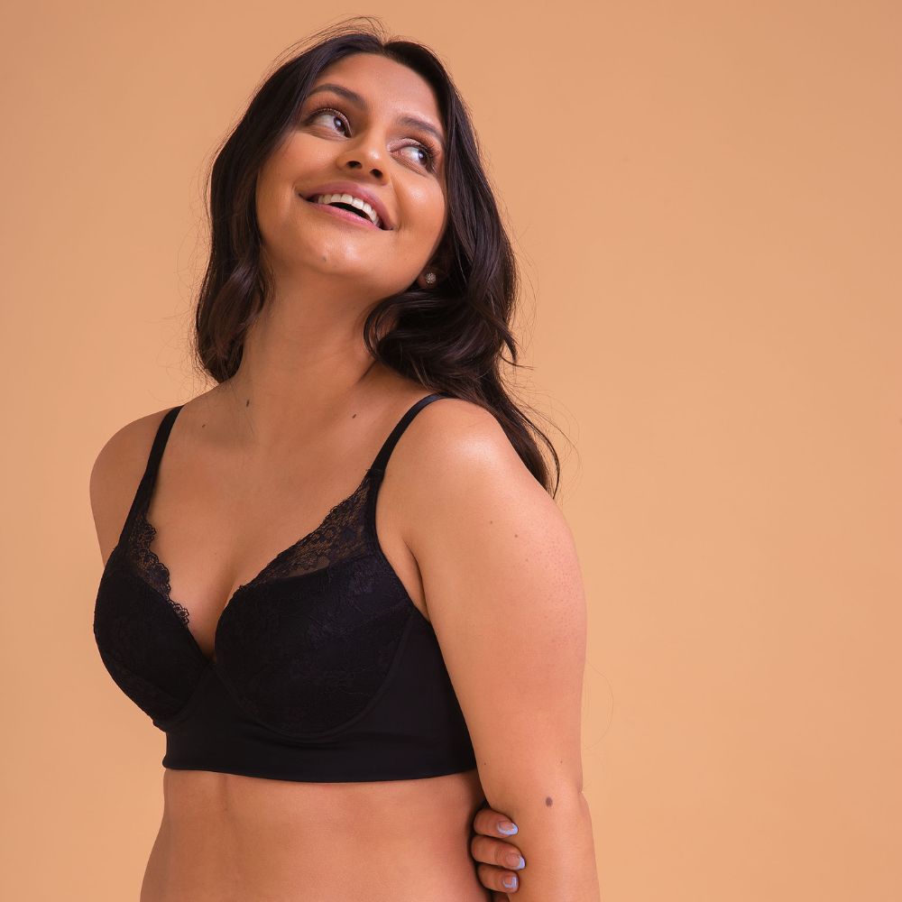 FULL COVERAGE BRA B CUP WITH LACE DETAILS IN MICROFIBER