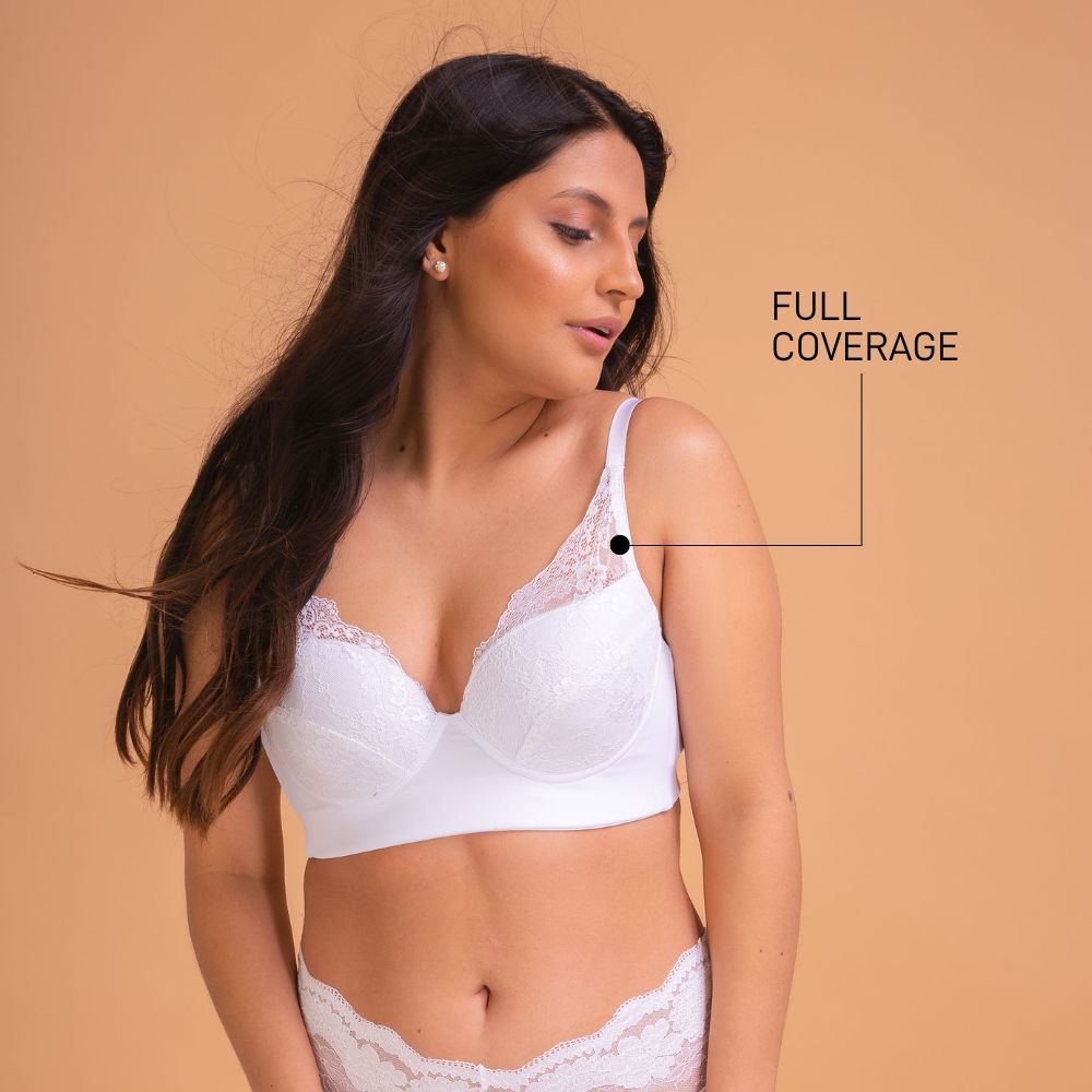 FULL COVERAGE BRA B CUP WITH LACE DETAILS IN MICROFIBER – Salome Intimates