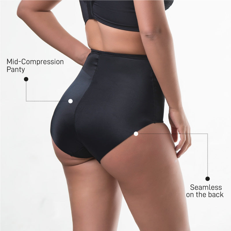 MID-COMPRESSION PANTY SEAMLESS IN BACK BLACK