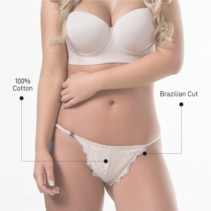 BRAZILIAN CUT PANTY WITH LACE NUDE