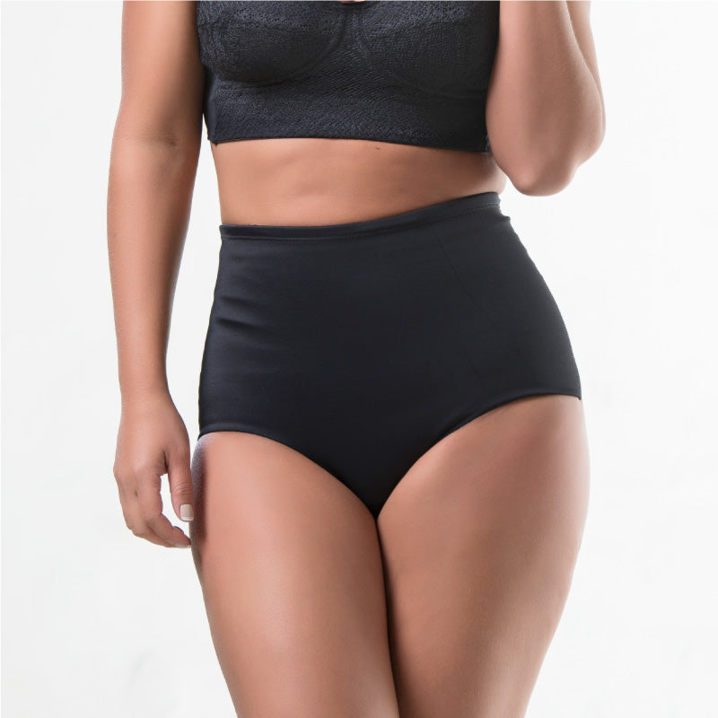 MID-COMPRESSION PANTY SEAMLESS IN BACK BLACK