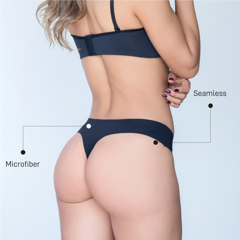 SEAMLESS THONG IN MICROFIBER BLACK